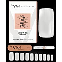 By Vixi SET DE UÑAS LARGO CUADRADO. LIMA DE Y PREPARACIÓN PEGAMENTO Y GRATIS- 10 tamaños - de uñas postizas exprés de…